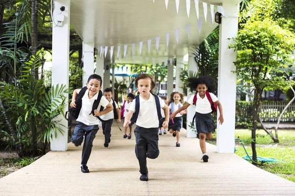 Niños Felices Escuela Primaria Fotoset Original — Foto de Stock