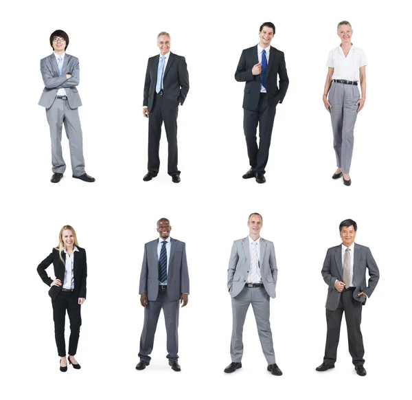 Group Multi Ethnic Cheerful Business People White Background Original Photoset — Stock Photo, Image