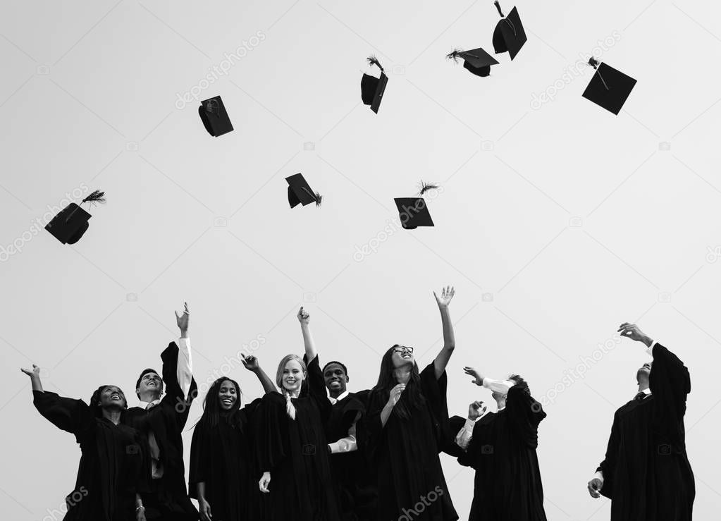 Group of diverse graduating students, original photoset