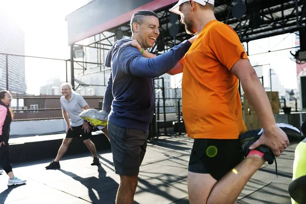 Personer Som Tränar Gymmet Ursprungliga Fotosätta — Stockfoto