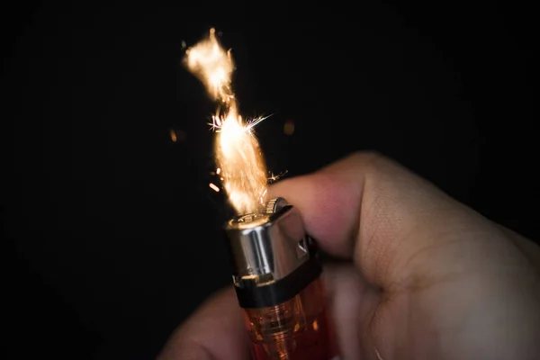 Macro Shot Hand Holding Lighter — Stock Photo, Image