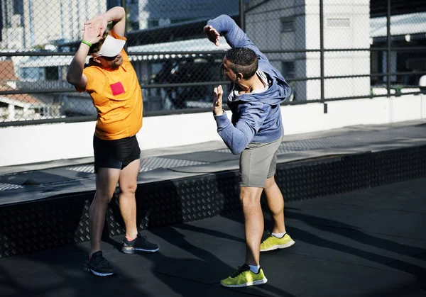 Twee Mannen Met Fitnessruimte Originele Photoset — Stockfoto