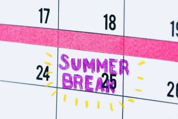 Entrada Pausa Verão Lembrete Calendário — Fotografia de Stock