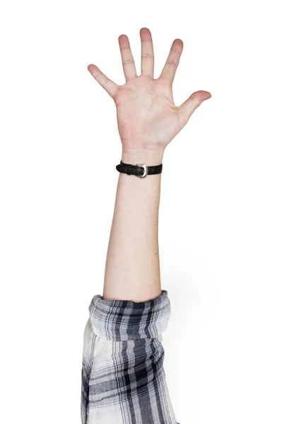 Hand Caucasian Human Showing Five Fingers — Stock Photo, Image