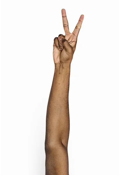 Afrikai Emberi Találat Két Ujját Kéz — Stock Fotó