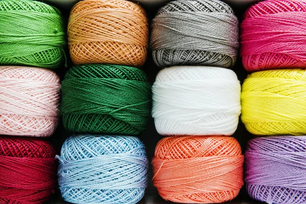 Set Multicolored Sewing Threads Closeup — Stock Photo, Image