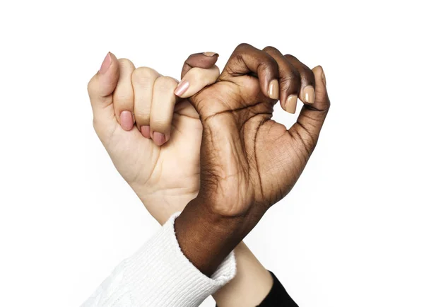 Рука Африканского Человека Рука Кавказского Человека Вместе — стоковое фото