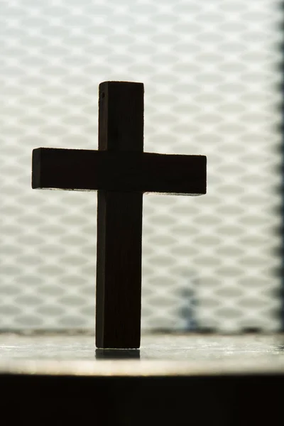 Nahaufnahme Eines Holzkreuzes Der Kirche — Stockfoto