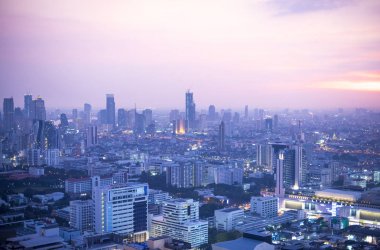 Bangkok şehir görünümünü günbatımı kavramı
