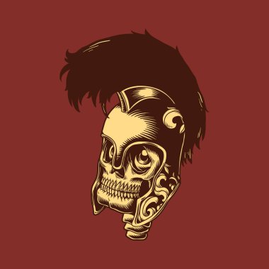 Stil kafatası bir Roma kask çizim şekil