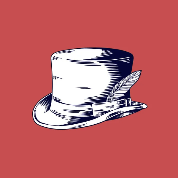 Drawing Man Top Hat Vector Illustration Red Background — Stock Photo, Image