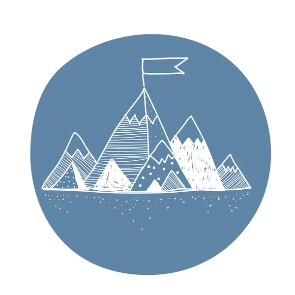 Desenho Ilustrativo Montanhas Bandeiras — Fotografia de Stock