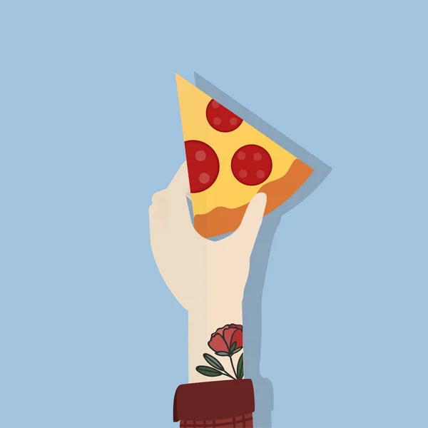 Illustratie Van Hand Met Pizza — Stockfoto