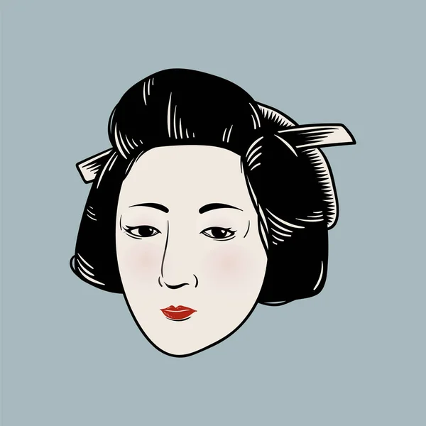 Afbeelding Ontwerp Van Japanse Traditie Stijl Hoofd Van Japanse Vrouw — Stockfoto