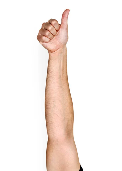 Hand Caucasian Human Showing Symbol Good — Stock Photo, Image