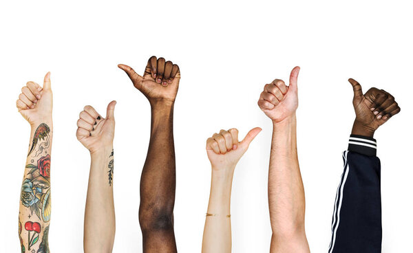 cropped image of people awesome hands raised up 