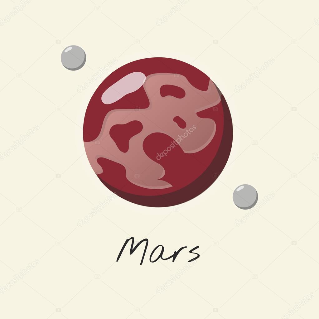 colorful Illustration of Mars for education