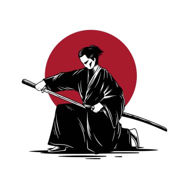 Japon geleneği style, samuray illüstrasyon tasarımı