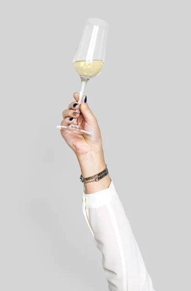 Hand Met Variatie Van Glas Met Champagne — Stockfoto