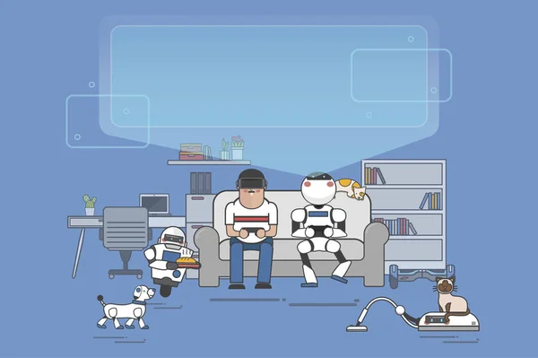 Futuristische Huis Met Robots — Stockfoto