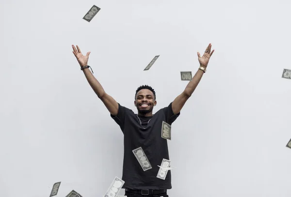 Wealthy African Man Throwing Away Money — Stock Photo, Image