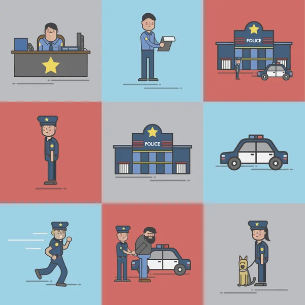Ilustrace Sada Policejní Stanice — Stock fotografie