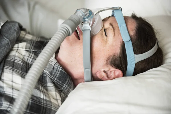 Woman Sleeping Snoring Chin Strap — Stock Photo, Image