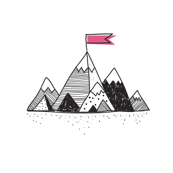 Ilustración Diseño Éxito Garabato Montaña — Foto de Stock