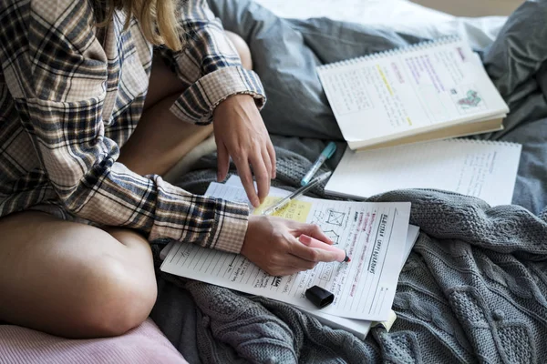 College Girl Study Exam — Stock Photo, Image