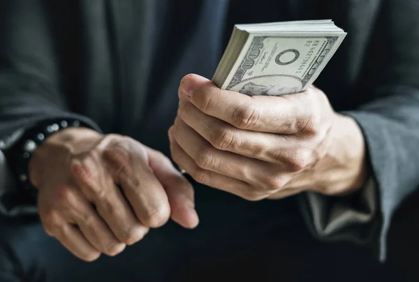 Closeup Hands Holding Cash — Stock Photo, Image