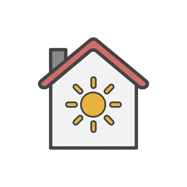 Illustration Maison Sur Icône Énergie Solaire — Photo