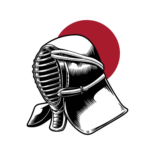 Ilustrace Design Japonské Tradice Stylu Helma Pro Kendo — Stock fotografie