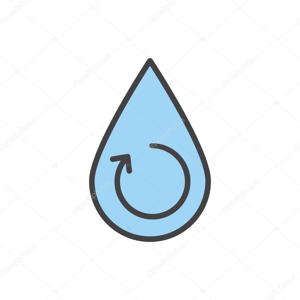 Illustration of drop of water with a symbol of circulation