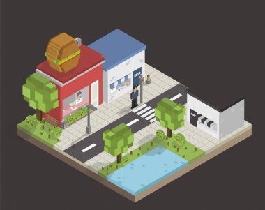 Resimde kümesi pixelated Parkı ve şehir modelleri