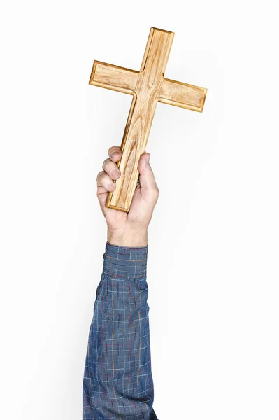 Рука Людини Тримає Хрест — стокове фото