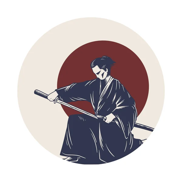Desenho Ilustração Estilo Tradição Japonesa Samurai — Fotografia de Stock