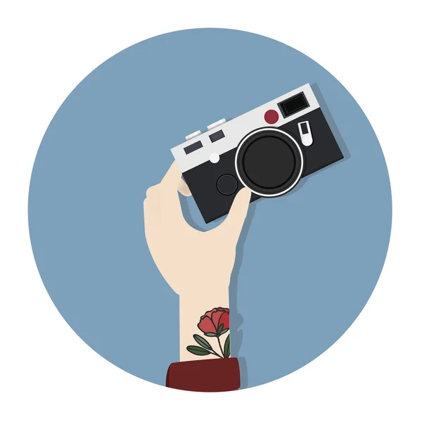 Illustration Der Hand Haltenden Fotokamera — Stockfoto