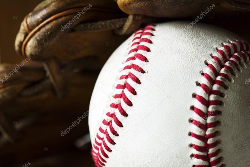 Closeup of baseball ball concept