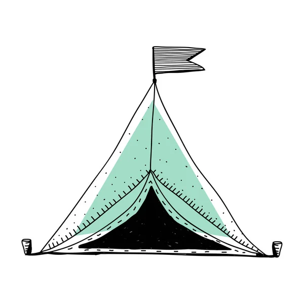 Illustrazione Progettazione Doodle Tenda Campeggio — Foto Stock