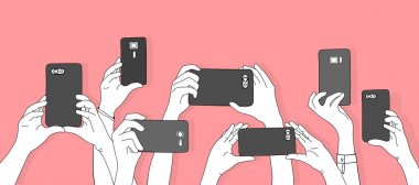 Smartphone ile fotoğraf çekme el çizimi 