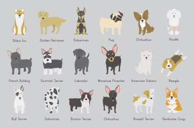 Illustration of dogs icon collection  clipart