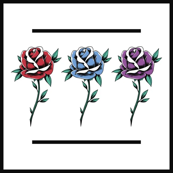 Rosso Blues Viola Rose Fiori Fiore Icona Illustrazione — Foto Stock