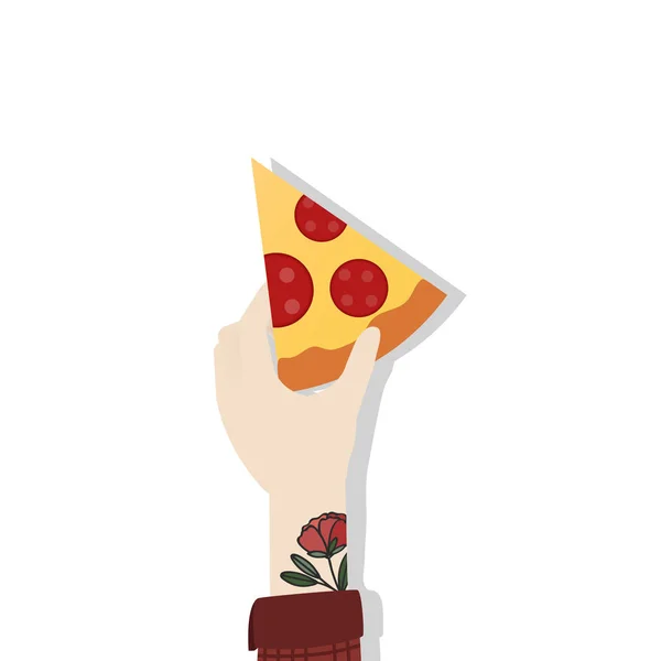 Ilustração Mão Segurando Pizza — Fotografia de Stock