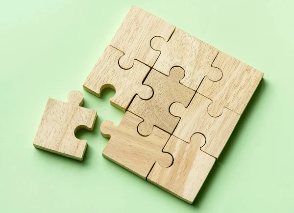 Jigsaw Teamwork Concept Macro Shot — Stock Photo, Image