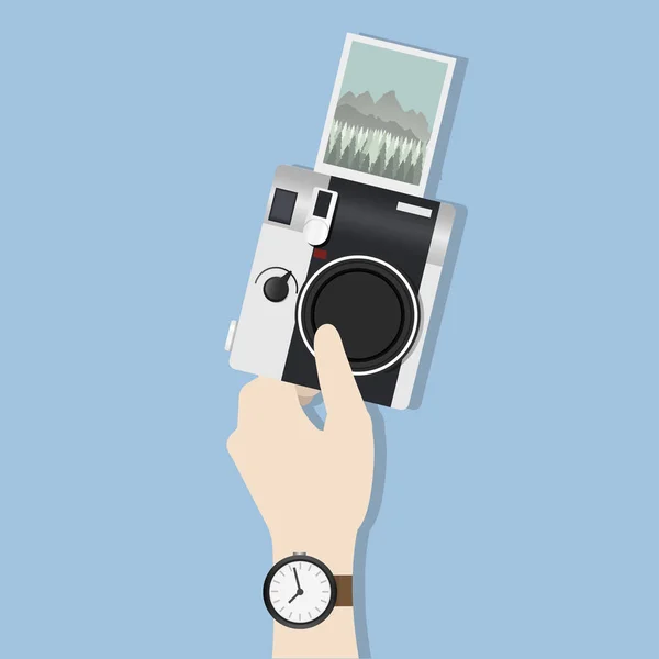 Illustration Hand Holding Photo Camera — Stock Photo, Image
