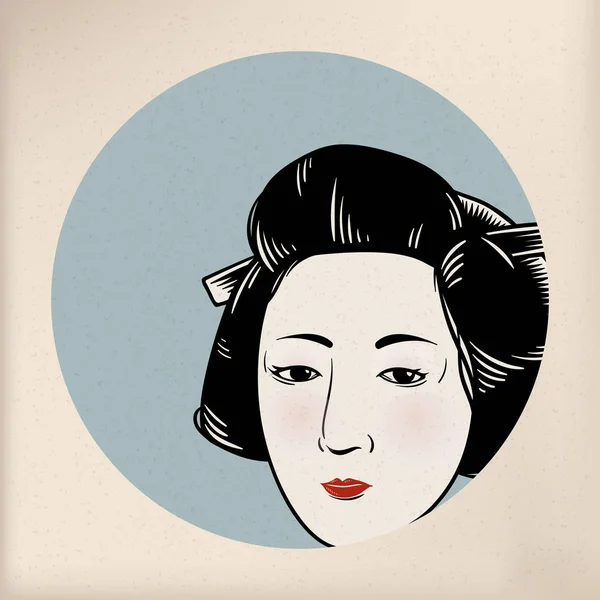 Desenho Ilustração Estilo Tradição Japonesa Cabeça Mulher Japonesa — Fotografia de Stock