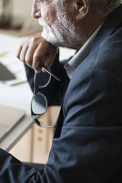 Side View Thoughtful Business Man — Stock Photo, Image