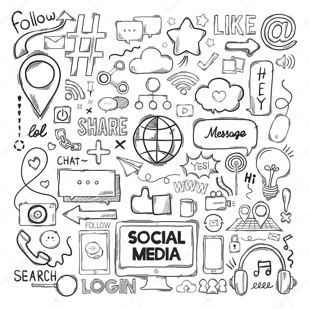 Illustration set of social media icons