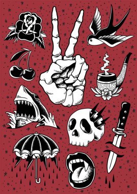 Retro soyut komik desen illüstrasyon 