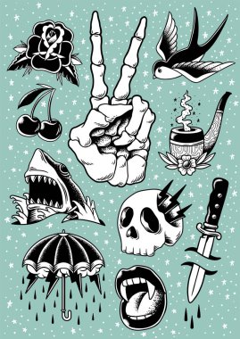 Retro soyut komik desen illüstrasyon 